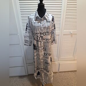 Newspaper Print Shirt Dress